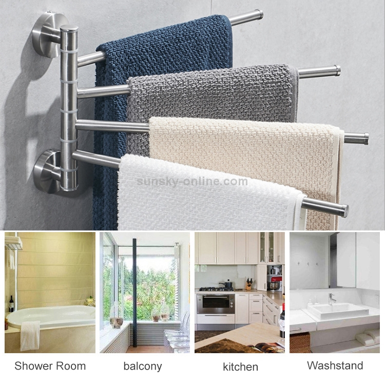 Stainless Steel Towel Bar Rotating Towel Rack Bathroom Kitchen