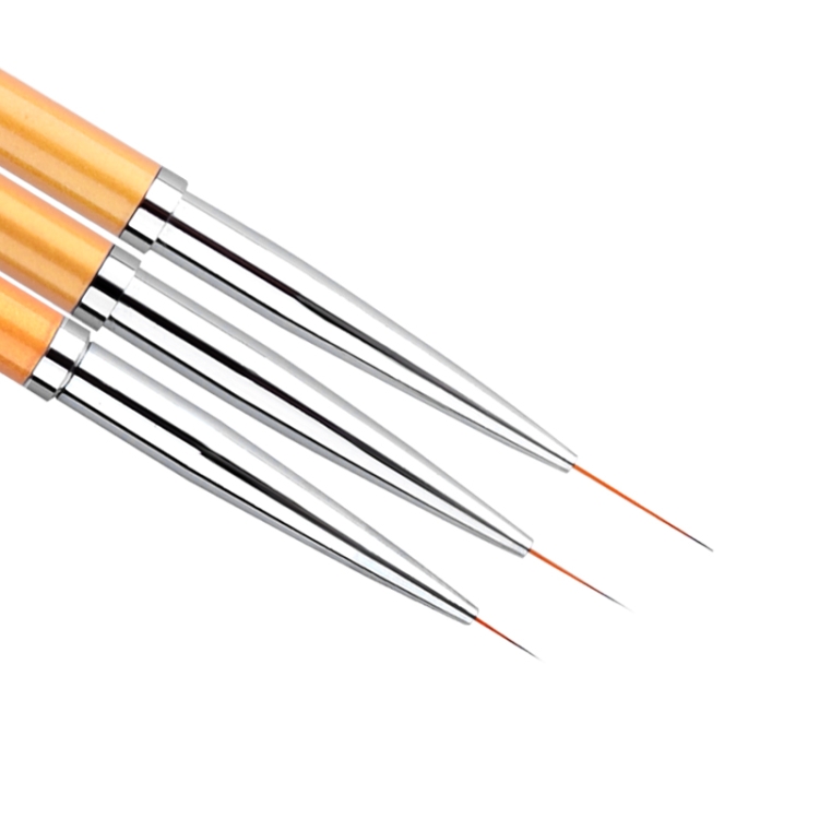 3 PCS Gold Nail Art Lines Painting Pen Brush Professional UV Gel Polish Tips Diseño 3D Kit de herramientas de dibujo de manicura - 1