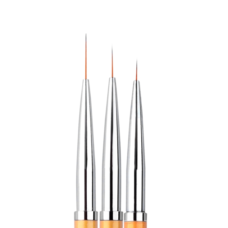 3 PCS Gold Nail Art Lines Painting Pen Brush Professional UV Gel Polish Tips Diseño 3D Kit de herramientas de dibujo de manicura - 2