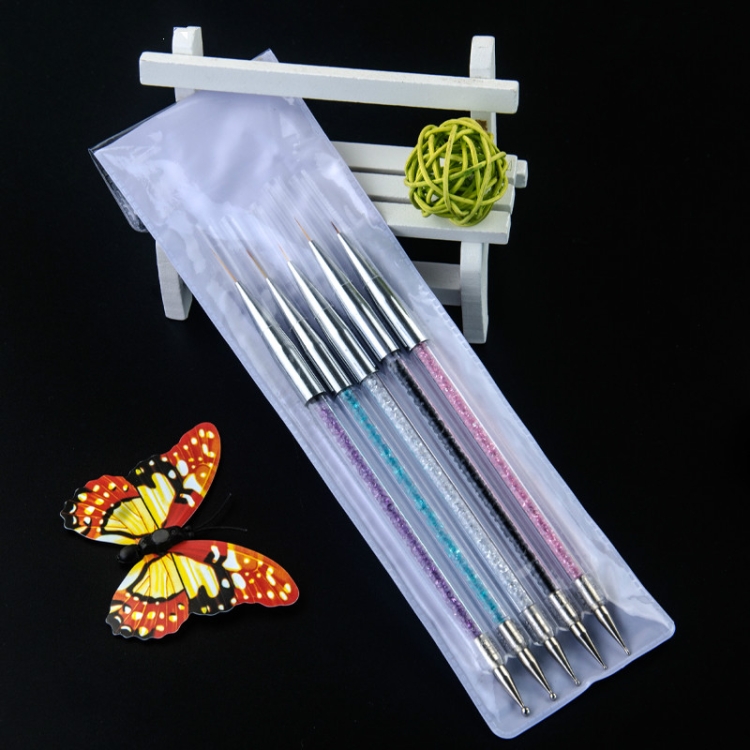 Nail Art Dotting Pen Acrílico Rhinestone Cristal UV Gel Pintura Manicura Herramienta Dibujo Liner Flor Cepillo Decoración - 2