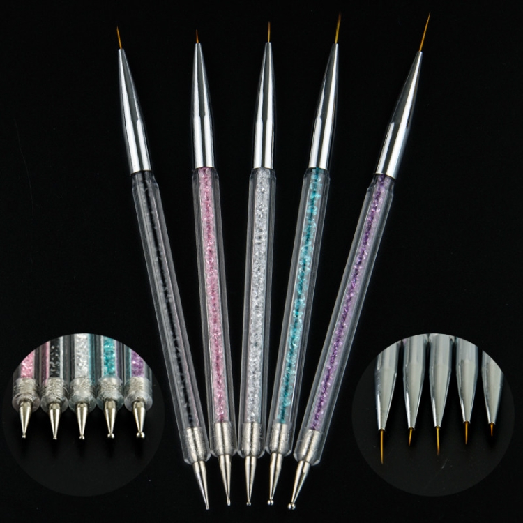 Nail Art Dotting Pen Acrílico Rhinestone Cristal UV Gel Pintura Manicura Herramienta Dibujo Liner Flor Cepillo Decoración - 3