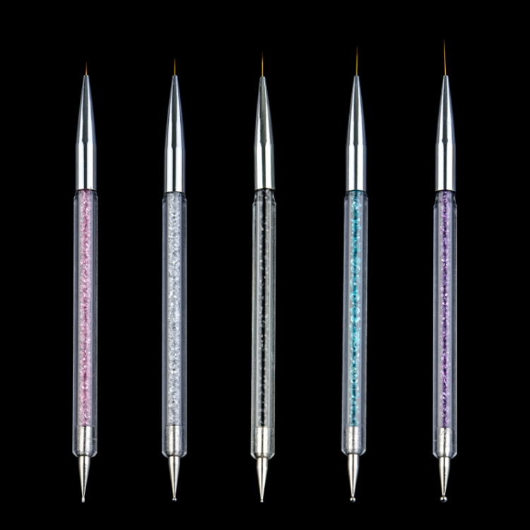 Nail Art Dotting Pen Acrílico Rhinestone Cristal UV Gel Pintura Manicura Herramienta Dibujo Liner Flor Cepillo Decoración - 4