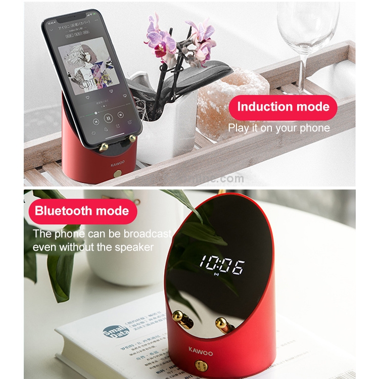 KAWOO Mini Portable Induction Metal Wireless Speaker, Support Bluetooth & Alarm Clock & Mobile Phone Bracket KAWOO Mini Portable Induction Metal Wireless Speaker, Support Bluetooth & Alarm Clock & Mobile Phone Bracket