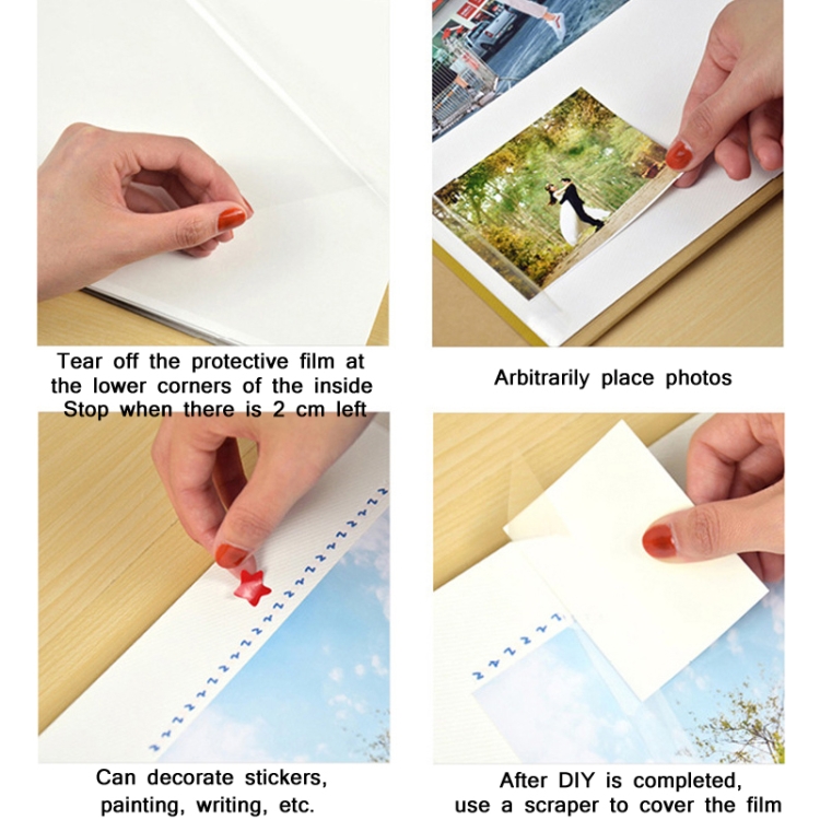 Art Retro DIY Pasted Film Photo Album Family Couple Commemorative Large-Capacity Album, Colour:16 inch Water Lily(60 White Card Inner Pages) - B4