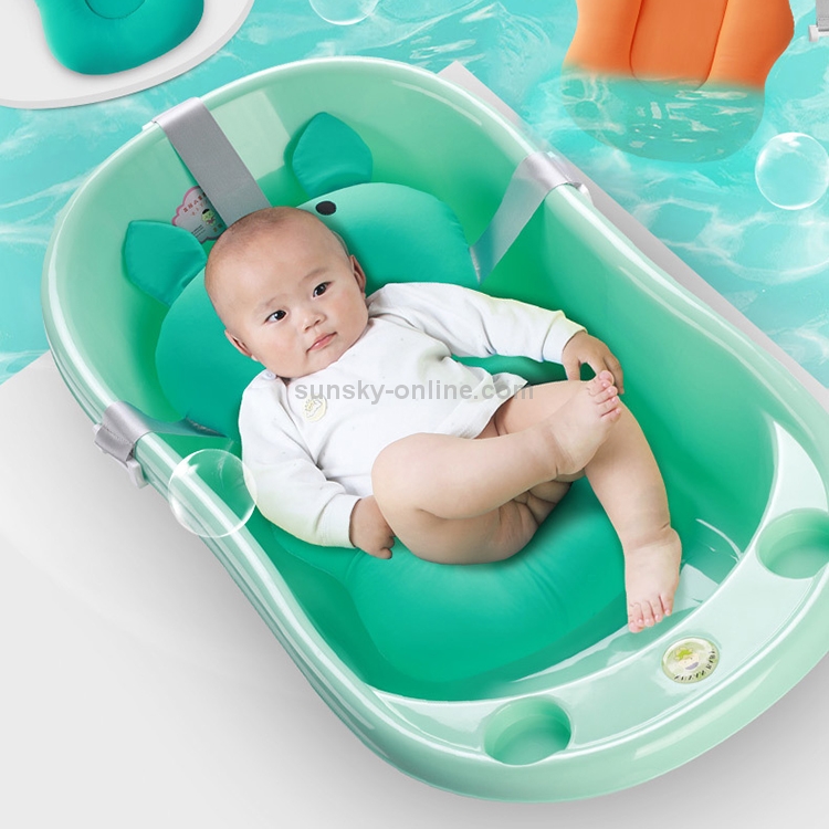 3 PCS Vasca da bagno per neonati Vasca da bagno pieghevole per neonato  Supporto per materassino Cuscino Tappetino da bagno (Maiale verde)