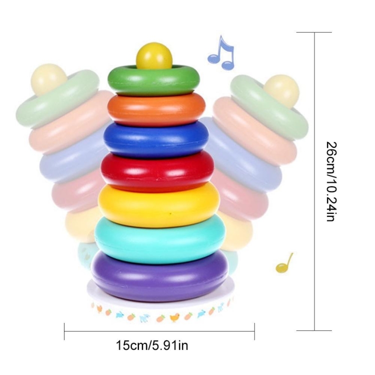 Music Rainbow Stacking Ring Rainbow Tower Tumbler Children Stacking Rings