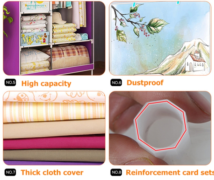 Non-woven Fabric Frame Reinforcement Wardrobe DIY Assembly Storage  Organizer Detachable Clothing Furniture Shelf(Bike)