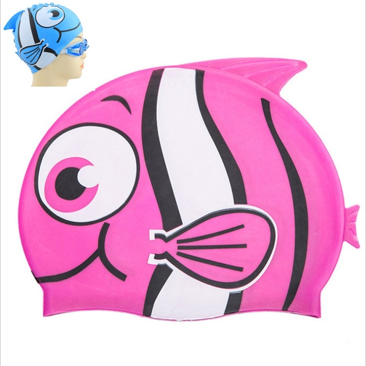 Fisch Pink Badekappe für Kinder Material Silikon 