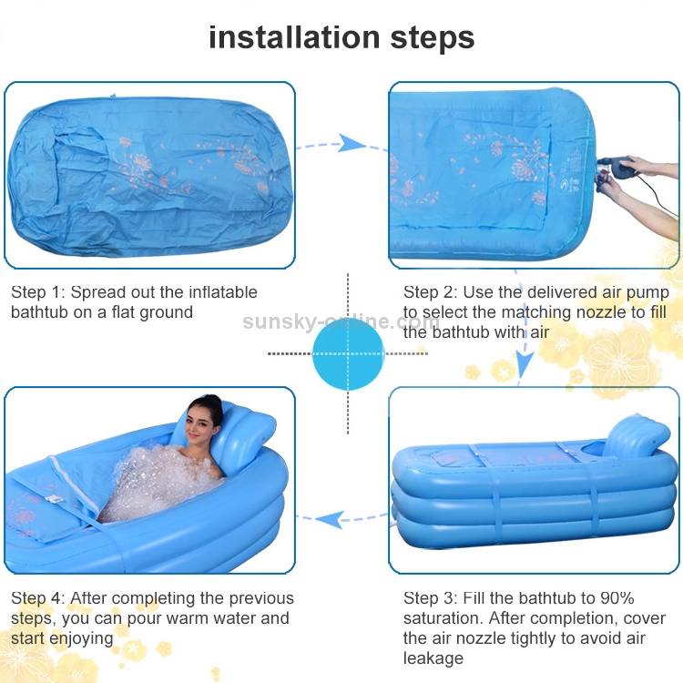 Baignoire gonflable pour adulte avec pompe à air électrique sans fil pour bain d'eau chaude en lin