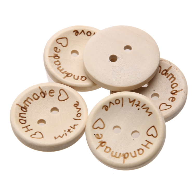 100 botones de madera redondos tallados con alfabeto inglés, tamaño: 15 mm