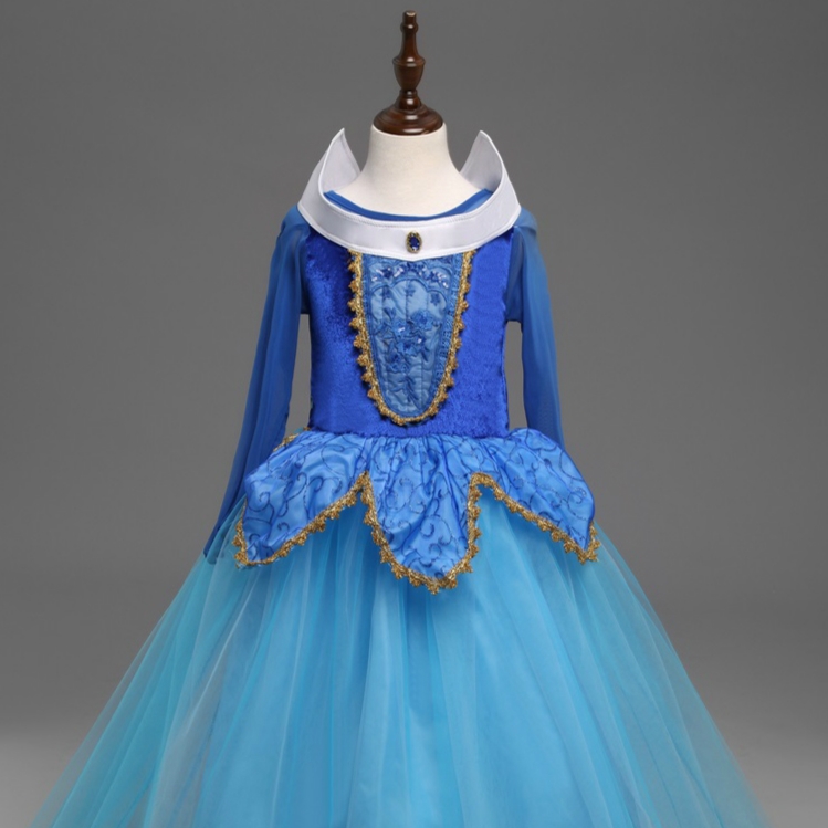 Vestido para niñas Halloween Cosplay Bella durmiente Vestidos de princesa  Fiesta de disfraces de Navidad Niños Ropa para niños, Tamaño: 150 cm (Azul)