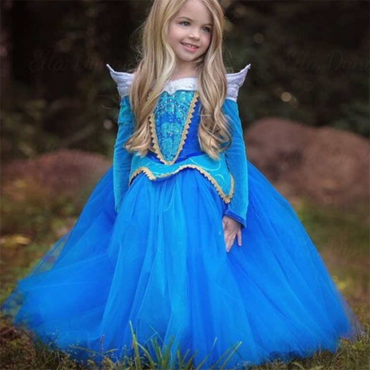 Bisschop kandidaat Lezen Meisjes Jurk Halloween Cosplay Doornroosje Prinses Jurken Kerst Kostuum  Feest Kinderen Kinderkleding, Maat: 150cm (Blauw)