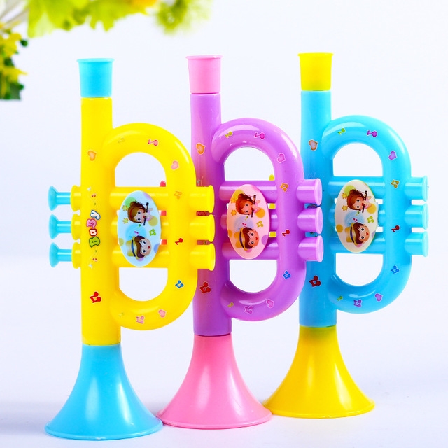 Jouet de musique d'enfants de trompette en plastique de dessin animé mignon  de 3 PCS