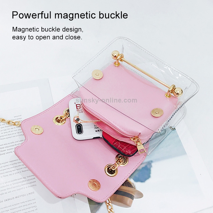 Women Small Square Shoulder Bag Fashion Clear Transparent Pu