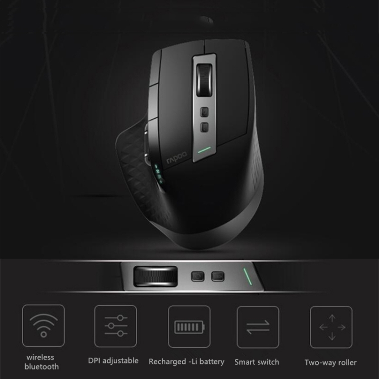 Rapoo MT750 Pro 3200 DPI Bluetooth Wireless Mouse Gaming Laptop Ratón de mano grande, compatible con carga inalámbrica Qi (negro) - 8