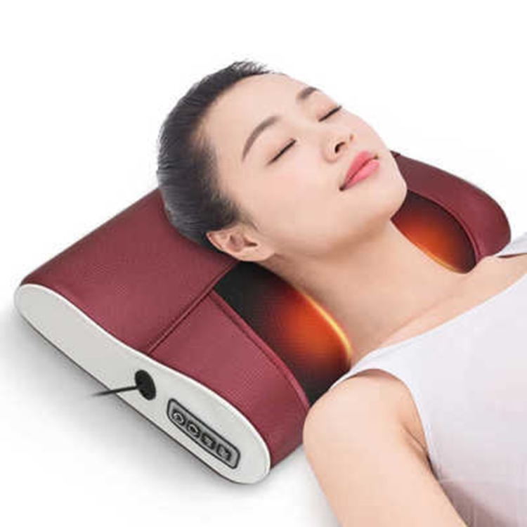 Cuscino per massaggio cervicale per colonna vertebrale Cuscino per  massaggio elettrico multifunzionale per schiena, collo, tipo di spina:  spina americana (rosso bianco)