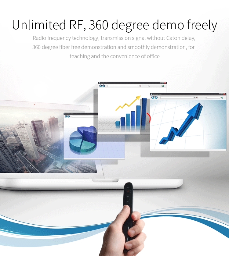 Presentador inalámbrico recargable RF 2.4G con Air Mouse PowerPoint Control remoto - 10