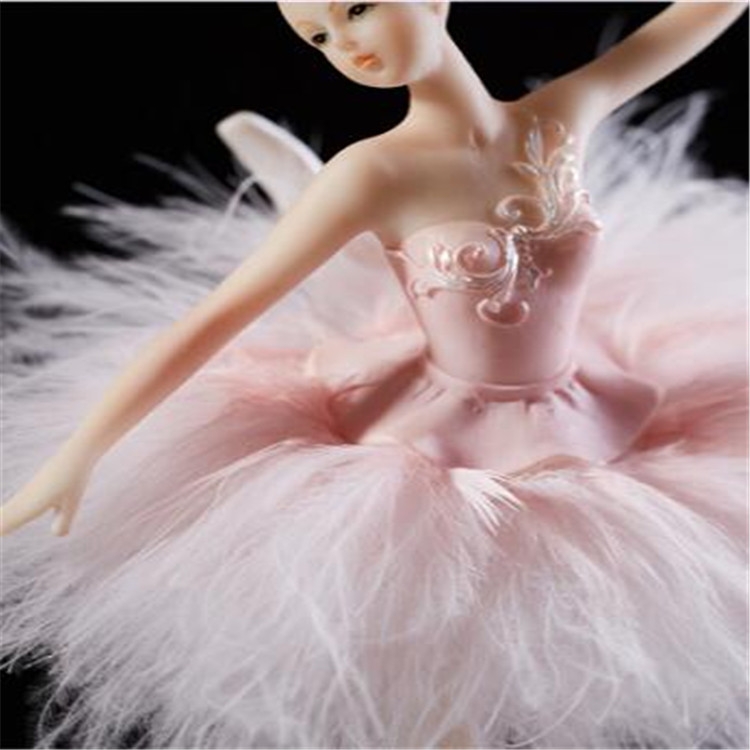 Elegant Ballerina Dancing Girl Music Box Swan Lake Carousel Feather Music Box 