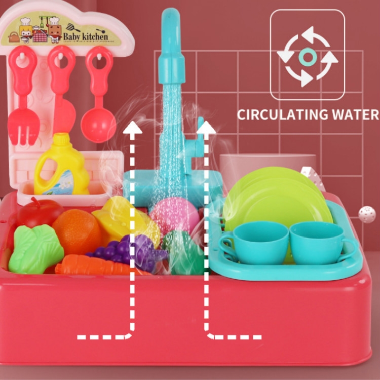 Jouet de lave-vaisselle de simulation d'eau de circulation électrique pour  enfants (rouge)