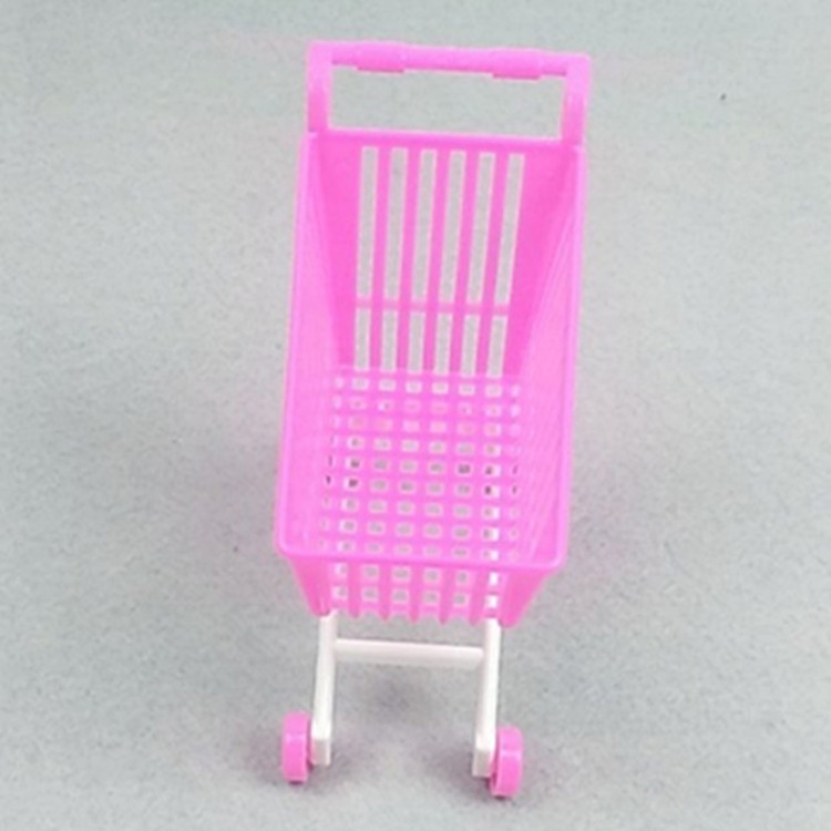 3 pezzi di plastica bambola di simulazione carrello carrello della spesa  giocattolo regalo di compleanno per bambini (rosa)