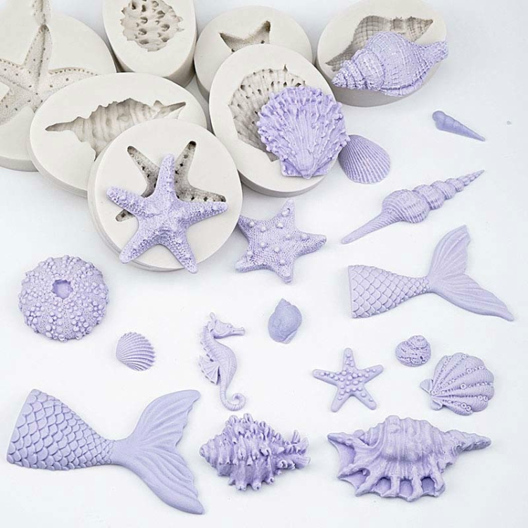 Moules en Silicone queue de sirène 3D 6 pièces, moule à savon en forme  d'étoile de mer, outils de décoration de gâteaux, moules à sucre artisanal,  DIY bricolage