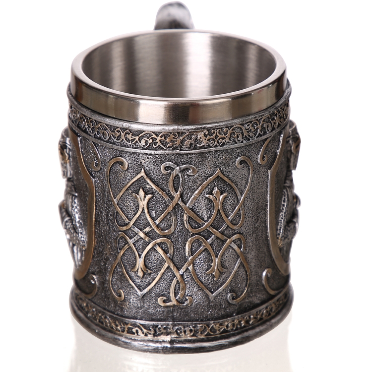 Viking Stainless Steel Mug, Viking Beer Mug, Skull Beer Mug, Nordic - View #2