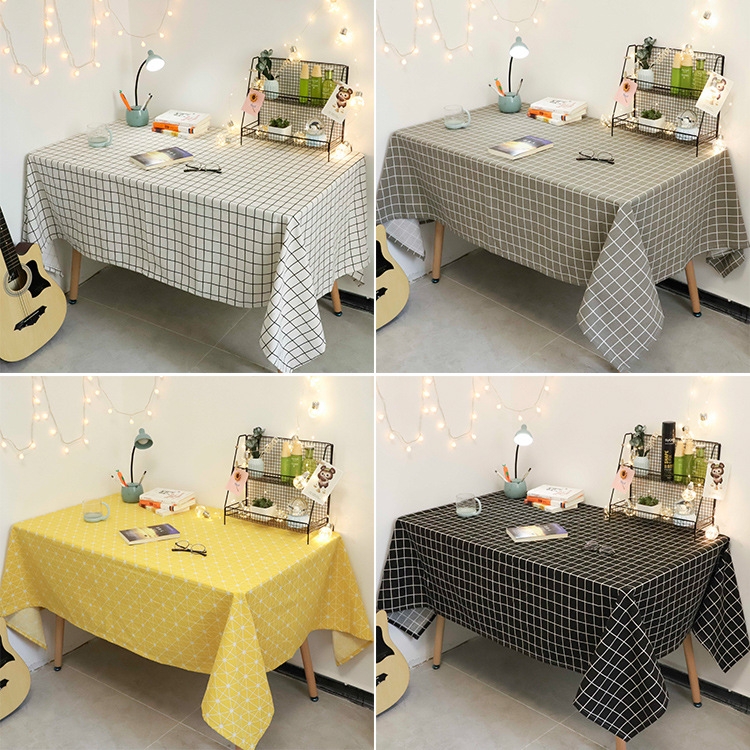 Tovaglia quadrata a quadretti Mobili da tavolo Panno decorativo  antipolvere, dimensioni: 140x140 cm (giallo)