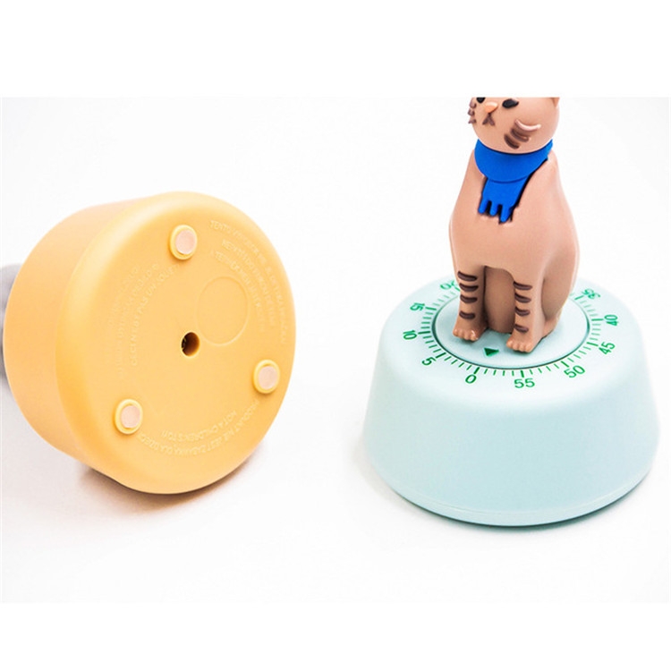 Cartoon Cat Shape Countdown Timer Student Learning Time Manager Kitchen  Timer Mechanical Reminder(Light Green)