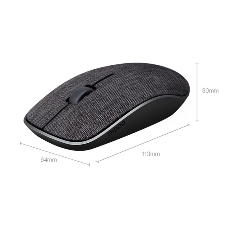 Rapoo M200GPlus 1300 DPI Multi-modos Bluetooth + 2.4G Fabric Wireless Bluetooth Office Mouse (Obsidiana Negro) - 2