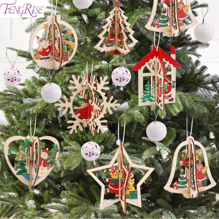 Wooden Christmas Tree, 3d Diy Miniature Creative Christmas Ornaments  Desktop Christmas Tree Table Ornaments With Hanging Bells Ornaments For Diy  Chris