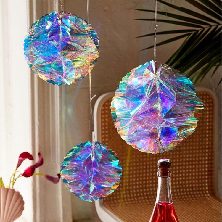 2 PCS Neon Film Honeycomb Ball Ornamenti Forniture per decorazioni per  feste di compleanno per matrimoni, Dimensioni: 15 cm (come mostrato)