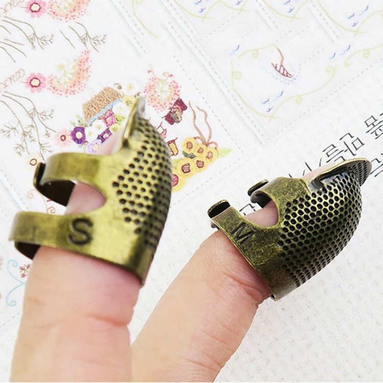 4 Pack Sewing Thimble Finger Protector Adjustable Finger Metal Shield  Protector Pin Needles Sewing Quilting Craft Accessories DIY Sewing Tools  Needlework(2 Sizes)