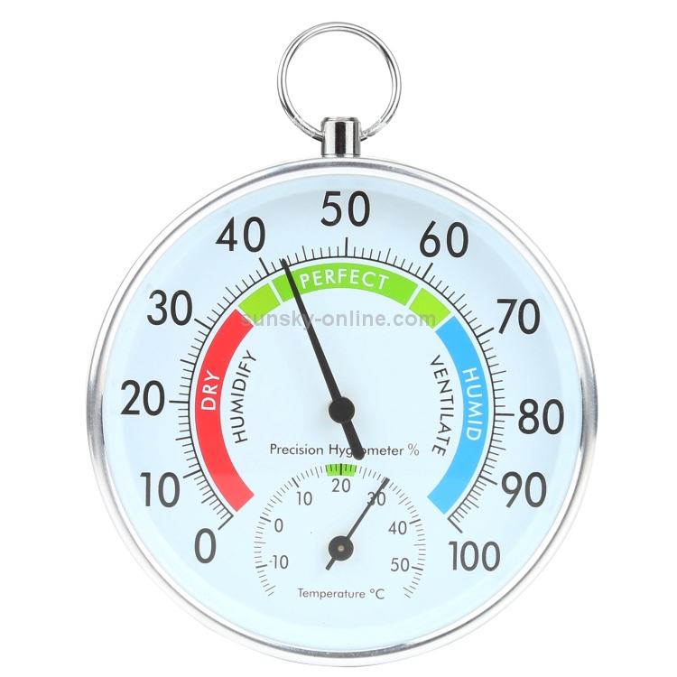 Mini rond Hygromètre extérieur en forme d'horloge Humidité Thermomètre  Thermomètre de température avec anneau suspendu (couleur)