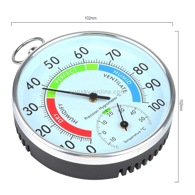 Mini rond Hygromètre extérieur en forme d'horloge Humidité Thermomètre  Thermomètre de température avec anneau suspendu (
