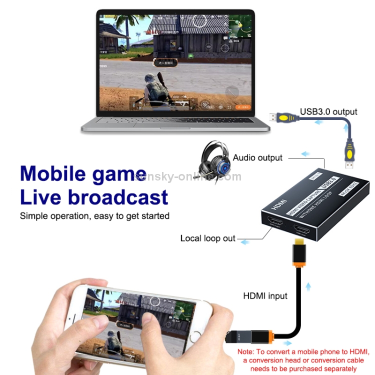MLX USB 3.0 a HDMI 4K Dispositivo de tarjeta de captura de video HD Convertidor de USB a HDMI - 3