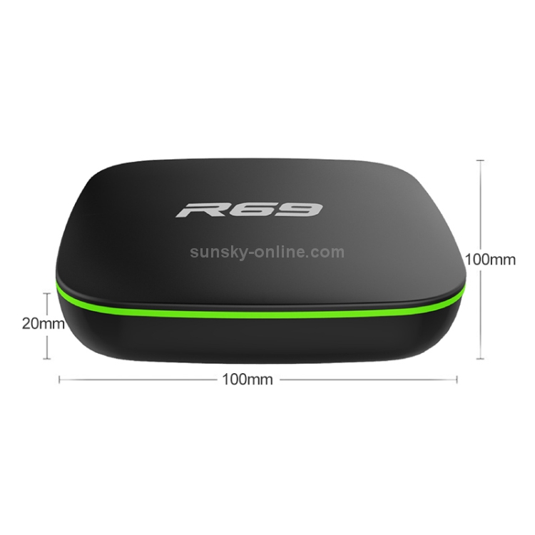 R69 1080P HD Smart TV BOX Android 4.4 Media Player con control remoto, Quad Core Allwinner H3, RAM: 1GB, ROM: 8GB, 2.4G WiFi, LAN, enchufe de EE. UU. - B3