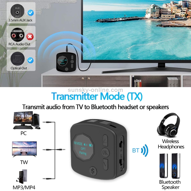 B38 2 in 1 Bluetooth 5.0 Audio Adapter Transmitter Receiver with OLED Display, Support Optical Fiber & AUX B38 2 in 1 Bluetooth 5.0 Audio Adapter Transmitter Receiver with OLED Display, Support Optical Fiber & AUX