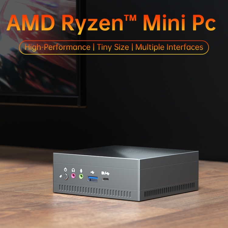 MN37 Barebone Mini PC, CPU AMD Ryzen 7 3750H, sin RAM + disco duro, compatible con salida de 3 pantallas (gris plateado) - 1