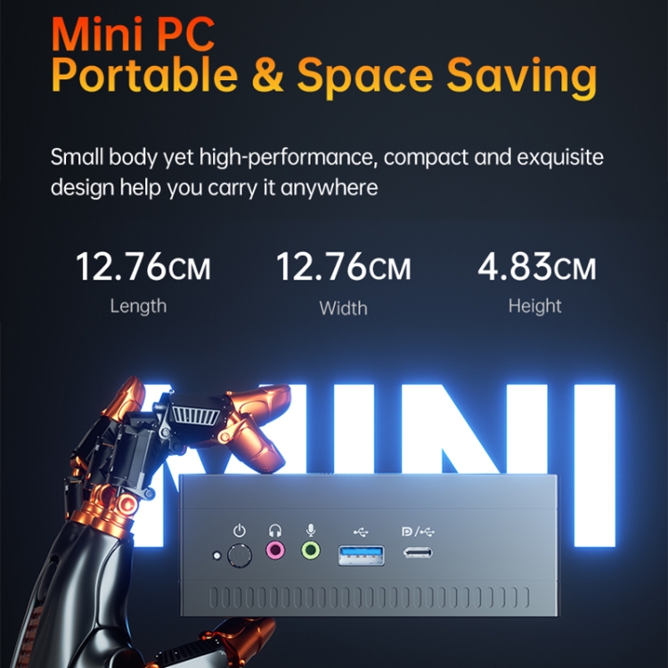 MN37 Barebone Mini PC, CPU AMD Ryzen 7 3750H, sin RAM + disco duro, compatible con salida de 3 pantallas (gris plateado) - 2