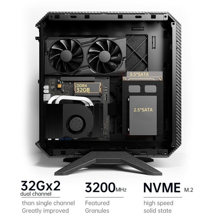 Ranger Mini PC, AMD Ryzen 5 5600H CPU 6500XT GPU 32GB+1TB, Soporte 3A Juego (Negro) - 4