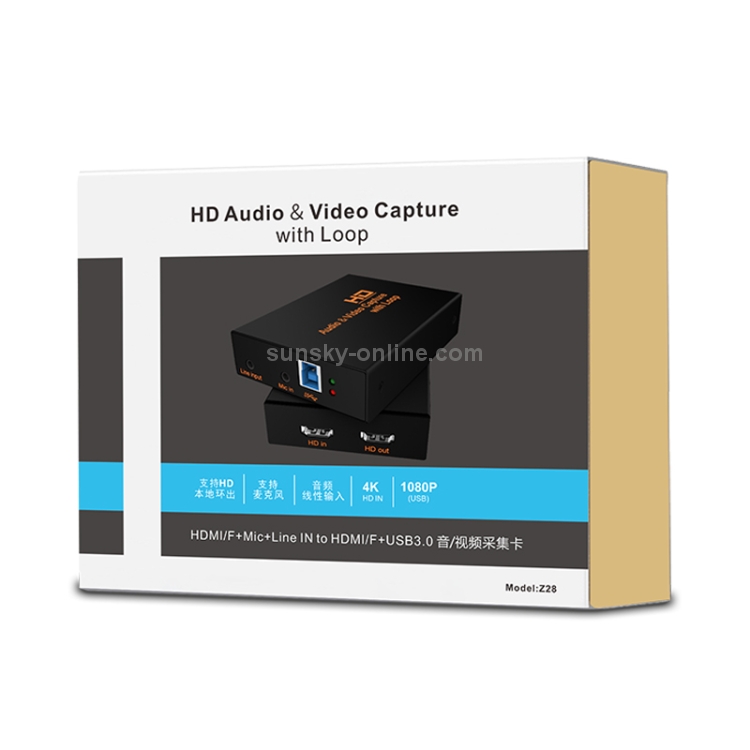 Z28 Professional HDMI Female + Mic + Line In a HDMI Female USB 3.0 Video Audio Capture Box (Negro) - 2