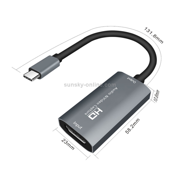 Z29A HDMI Hembra a USB-C / Type-C Male Video Audio Capture Box (Gris) - 1