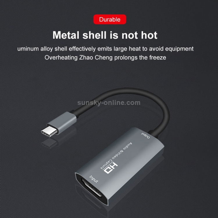 Z29A HDMI Hembra a USB-C / Type-C Male Video Audio Capture Box (Gris) - 12