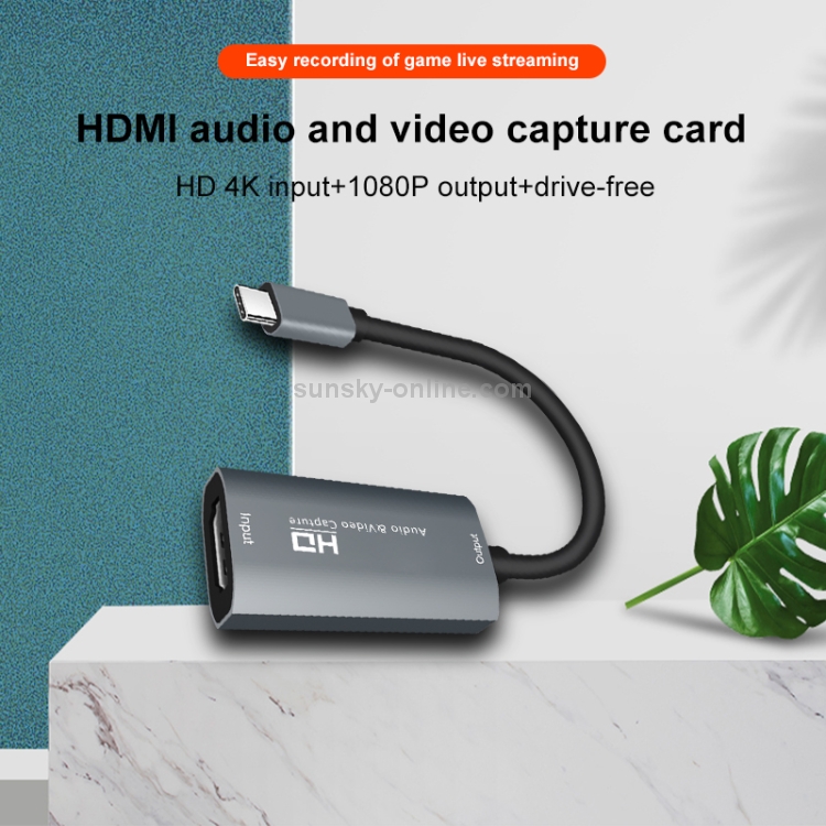 Z29A HDMI Hembra a USB-C / Type-C Male Video Audio Capture Box (Gris) - 8