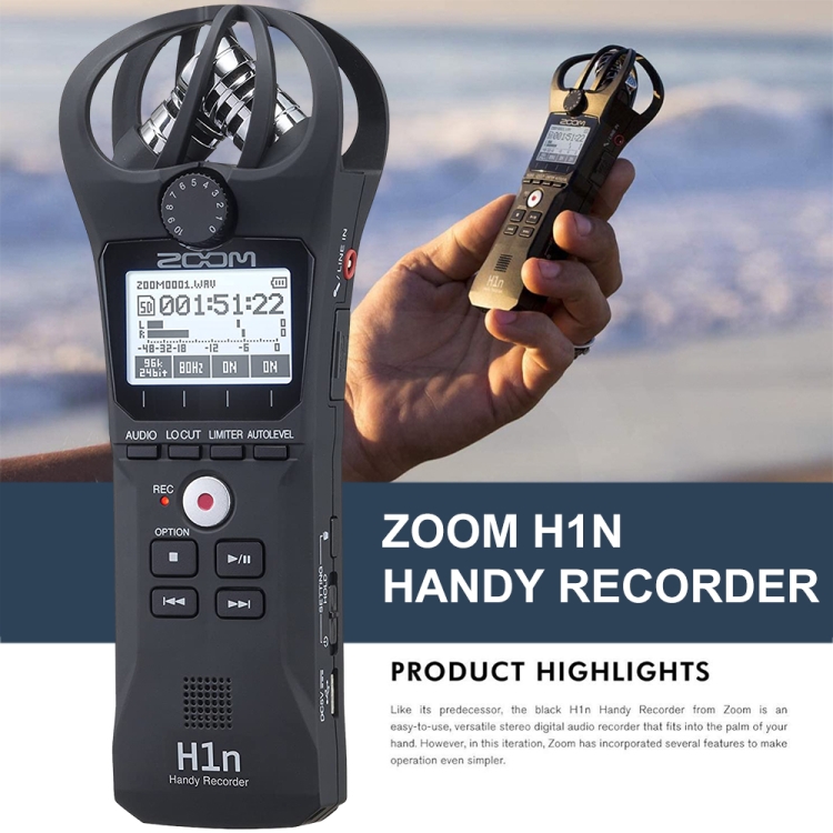 Mini grabadora de mano LCD monocromática ZOOM H1N, compatible con tarjeta TF y grabación, transcripción y control de velocidad sin restricciones - 6