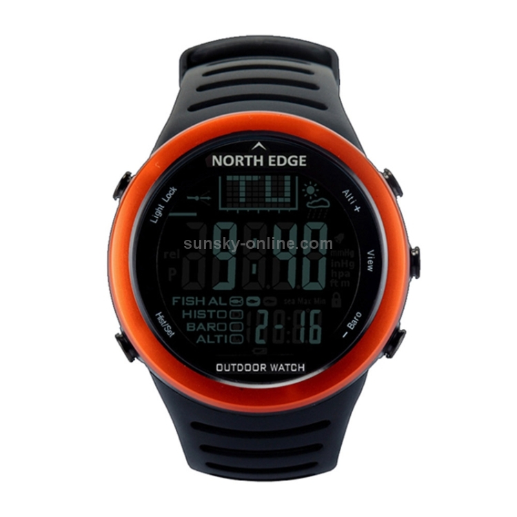 720 North Edge Men Fashion Professional Outdoor Sport Waterproof Fishing  Climbing Hiking Smart Digital Watch, Support Barometer & Thermometer(Orange)