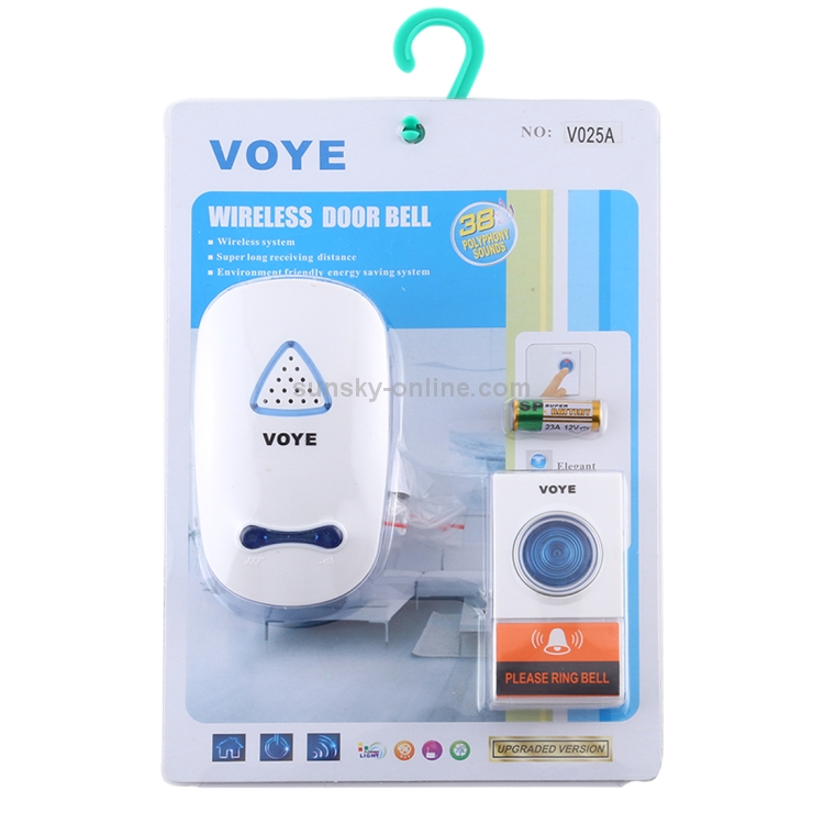 Voye 72-20488 Wireless Remote Control Doorbell with 10 Different Chimes 