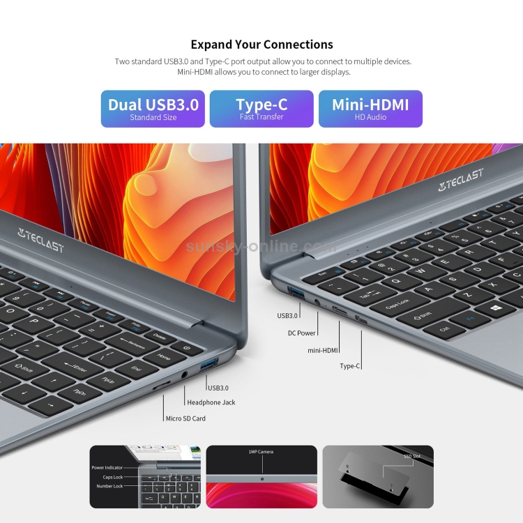 Teclast F7 Plus 2 Laptop, 14.1 inch, 8GB+256GB