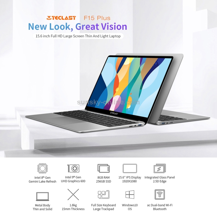 Teclast F15 Plus Laptop, 15.6 inch, 8GB+256GB