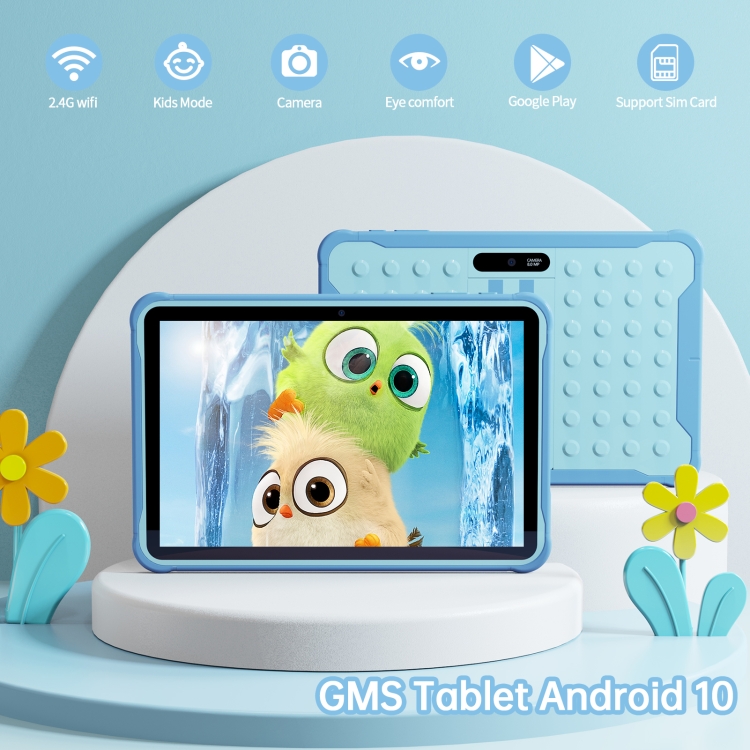 Prise UE) Tablette Pour Enfants 4 Go De RAM 64 Go De ROM Bleu 5 GWIFI 10